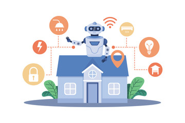 Fototapeta premium Smart home devices employ AI for automation.