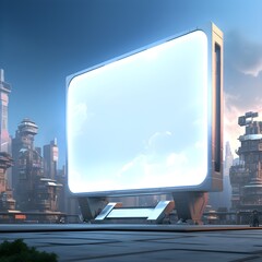 Futuristic skyline highlighted on a blank billboard