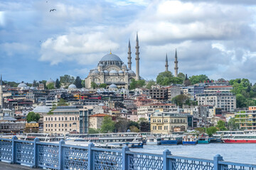 Fototapeta na wymiar Bridge Blue Mosque Bosphorus Istanbul Turkey