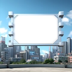 Unfilled billboard set against a futuristic cityscape