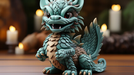 Fototapeta premium symbol of 2024 green dragon.