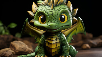Fototapeta premium symbol of 2024 green dragon.
