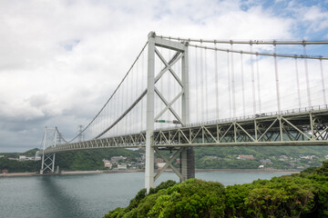 Kanmon bridge over Kanmon strait between Shimonoseki and Moji, Japan