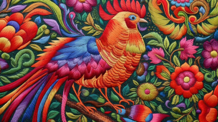 Mexican embroidery on fabric.