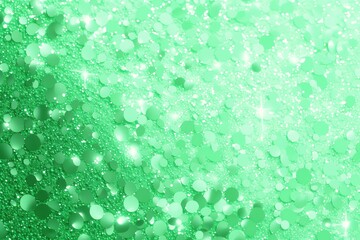 Fototapeta premium Background filled with shiny green bokeh. Bokeh background. Generative AI