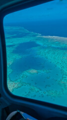 Areal view of coral reef in australia from an helicopter