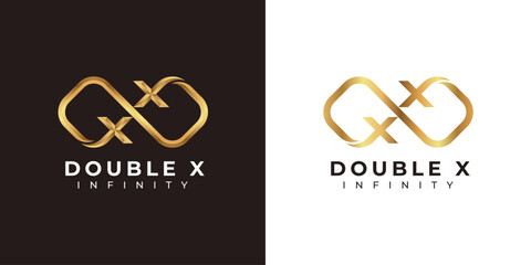 Letter X Infinity Logo design and Premium Gold Elegant symbol for Business Company Branding and Corporate Identity