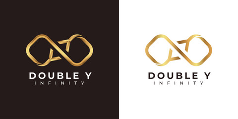Letter Y Infinity Logo design and Premium Gold Elegant symbol for Business Company Branding and Corporate Identity