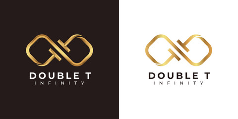 Letter T Infinity Logo design and Premium Gold Elegant symbol for Business Company Branding and Corporate Identity