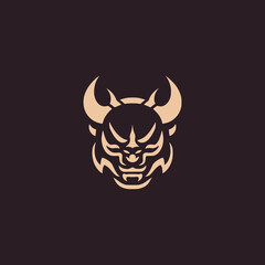 simple hannya mask japanese culture logo vector illustration template design