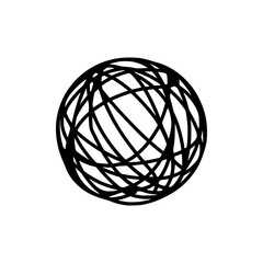simple ball yarn line art logo vector illustration template design