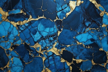 Blue, black and golden marble texture background.