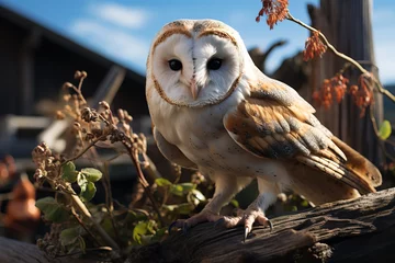 Fotobehang great horned owl in autumn © Jeremy