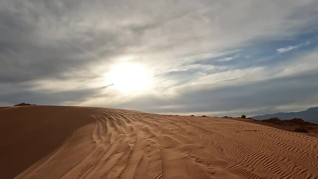 Sand Hollow Utah recreation off road climbing sand dunes. Southern Utah desert Sand Hollow. Red sandstone, dirt sand trails. Outdoor extreme 4x4 recreation ride and adventure. Recreation environment.
