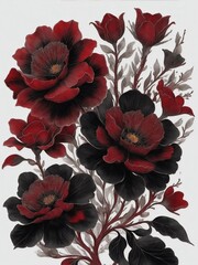 Black and Red Mystery Flowers 003