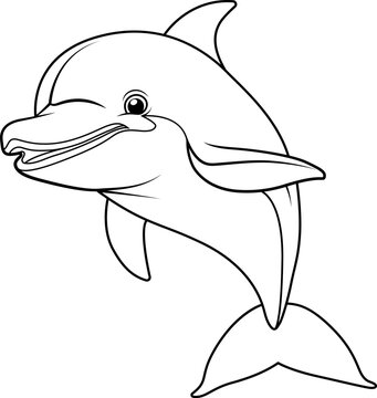 recommend clip art: Hand drawn outline of dolphin