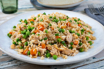 riso pollo e verdure in salsa di soia cibo e gastronomia asiatica 