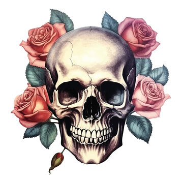 Skull and Roses illustration 