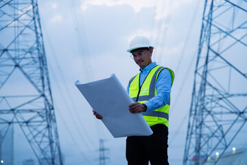 Electrical engineer power station. Electrical engineer at power station watching power generation...