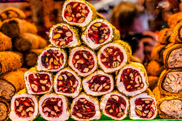 Colorful Turkish Delight Dessert Grand Bazaar Istanbul Turkey