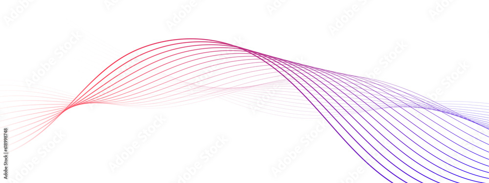 Wall mural Abstract flowing lines wave. Digital future technology concept.	
