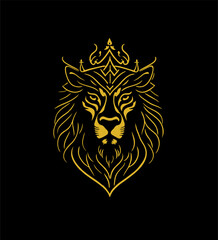 Royal king lion crown symbol. Lion animal logo. Wild animal identity icon. Vector illustration.