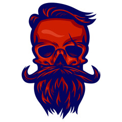 Bearded Skull Logo Design Illustration Template Vector