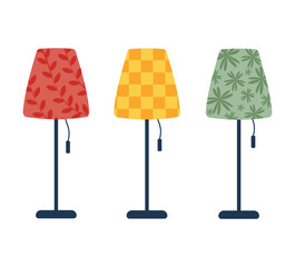 Set of lamps. Floor lamps. Vector illustration Floor lamps home energy furniture modern equipment.
