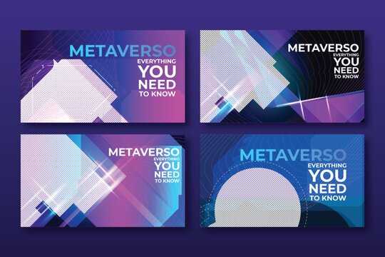 youtube thumbnail abstract horizontal vertical neon light futuristic technology metaverse design template