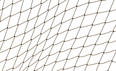 Football or tennis net. Rope mesh on a white background close-up