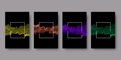 Vector frame Art graphics with flow liquid lines on black background