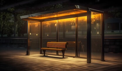 Fototapeta na wymiar empty bus stop. Illustration. Generative AI