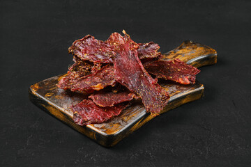 Heap of dried beef jerky