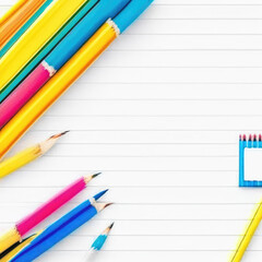 Fototapeta premium Pencils on a white background, Color pencils isolated on white background, 