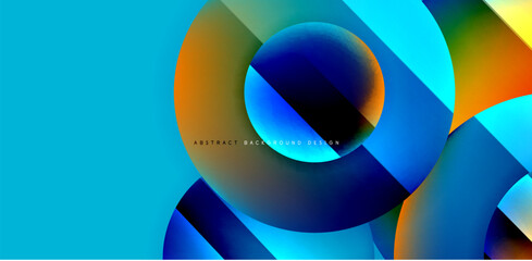 Circles with glossy surface and light and shadow effects abstract background. Template for covers, templates, flyers, placards, brochures, banners