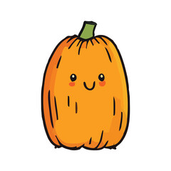 Pumpkin with eyes, cartoon hand drawn pumpkin. Kids funny illustration vegetable.