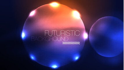 Circles with bright neon shiny light effects, abstract background wallpaper design