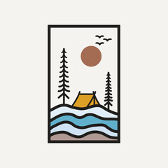 Mountain and Camping Life illustration, outdoor adventure . Vector graphic for t shirt and other uses.

