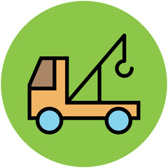 Local transport, flat circular icon of bus 