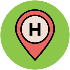 Easy to use flat rounded icon of location pin, concept of navigate the location 