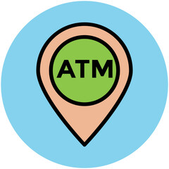 Easy to use flat rounded icon of location pin, concept of navigate the location 