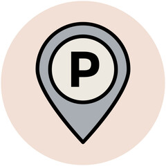 Easy to use flat rounded icon of location pin, concept of navigate the location 