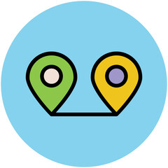 Easy to use flat rounded icon of location pin, concept of navigate the location 