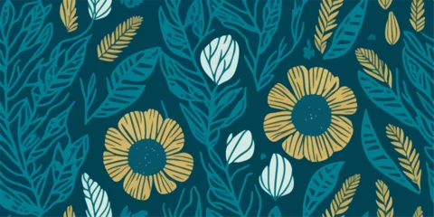 Meubelstickers Tropical Tapestry: Unveiling the Eclectic Patterns of Marigold Blooms © valenia