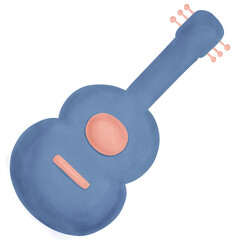 blue guitar element on white background