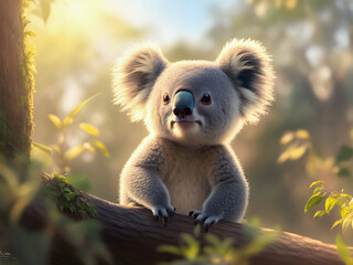 Obraz na płótnie Canvas koala cute mammal Live in nature.ai generated