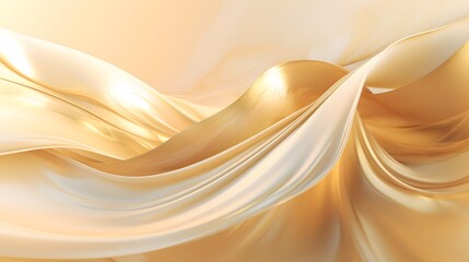 Gold and white satin. Abstract silk fabric. Wave background. 3d illustration. generative ai