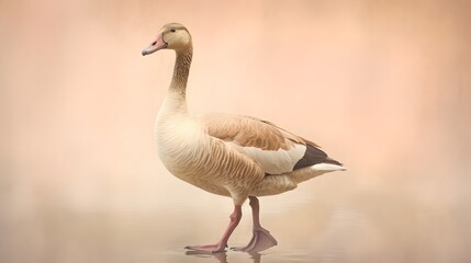 realistic illustration of goose on pastel background. generative ai