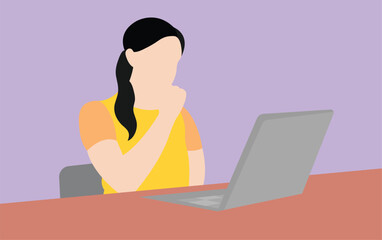 girl with laptop vector image or clipart