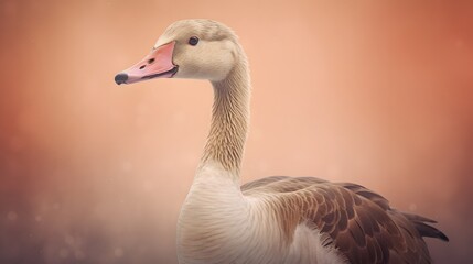 Obraz premium realistic illustration of goose on pastel background. generative ai